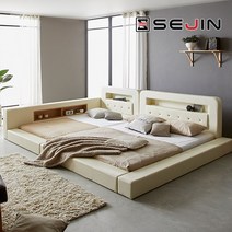세진침대 코코 LED 수납 오픈형 패밀리침대, 7-2.코코 오픈형 패밀리침대+솔리드본넬_아이보리