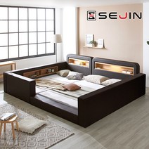 세진침대 스마일 LED 수납 범퍼형 패밀리침대, 6-2.스마일범퍼형+솔리드본넬_초코브라운