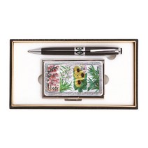 자개볼펜+사군자일자자개명함, 블랙