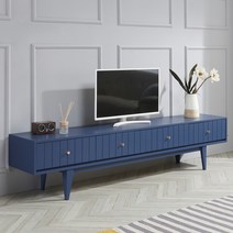 가온리빙 포르테 2100 고무나무 원목거실장 장식장, 딥블루