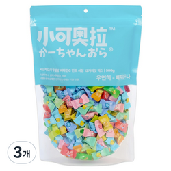 샤오커오라 무설탕 비타민C 민트 박하 12가지맛 믹스 미니 과일 사탕 캔디 중형, 500g, 3개