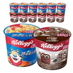 켈로그 콘푸로스트 컵 시리얼 40g+첵스초코 쿠키 앤 크림 컵시리얼 35g
