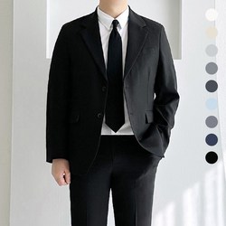 레브클래식 남자 봄 여름 정장 세트 세미 캐주얼 린넨터치 셋업 수트 빅사이즈 하객룩 면접 결혼식 블랙