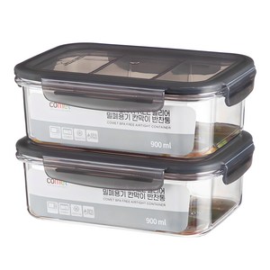 코멧 국내생산 BPA FREE 클리어 직사각 밀폐용기 칸막이 반찬통