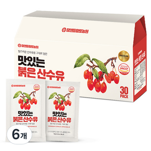 참앤들황토농원 맛있는 붉은 산수유 건강즙, 2.4L, 6개