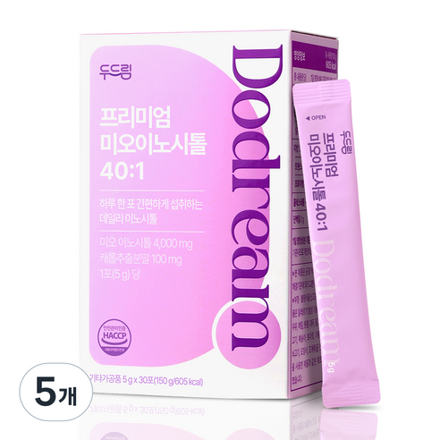 두드림 프리미엄 미오이노시톨 40:1, 5개, 30회분
