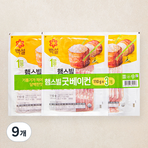 [로켓프레시] 백설 햄스빌 굿베이컨, 110g, 9개