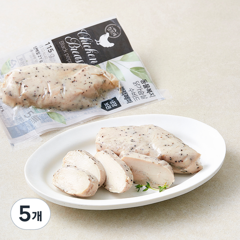 [로켓프레시] 참프레 동물복지 인증 닭가슴살 수비드 블랙페퍼, 115g, 5개, 1개입
