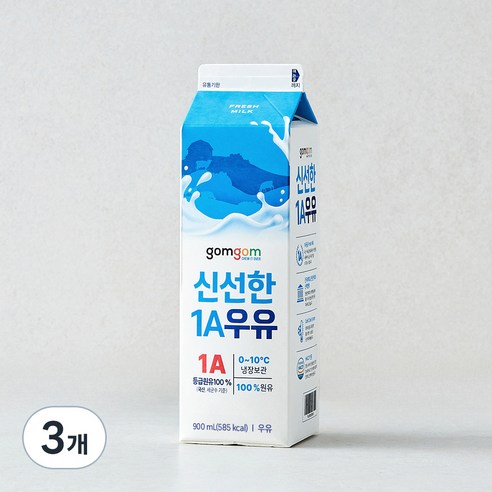 곰곰 신선한 1A 우유, 900ml, 3개