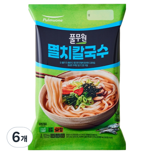 풀무원 멸치칼국수 2인분, 319.6g, 6개
