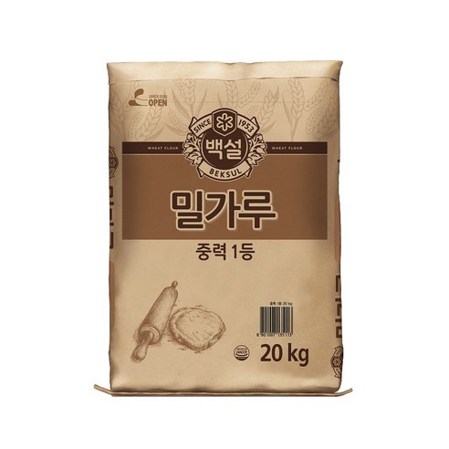 백설 중력1등 밀가루, 20kg, 1개