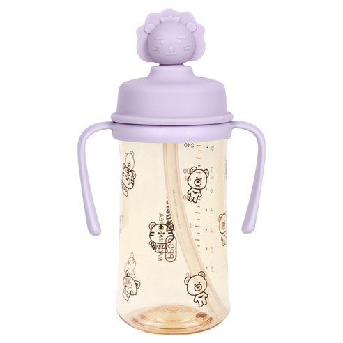 베베락 유아용 PPSU 실리콘 토퍼 빨대컵, 라벤더, 1개, 270ml