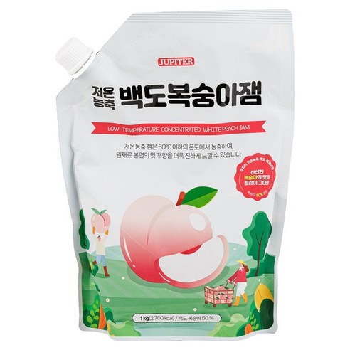 래미푸드 쥬피터 저온농축 백도 복숭아잼, 1kg, 1개