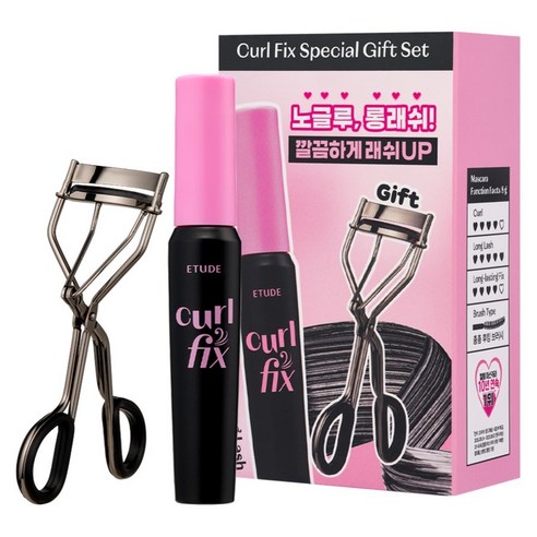 에뛰드 컬픽스 마스카라 8g + 뷰러 세트, 블랙, 1개