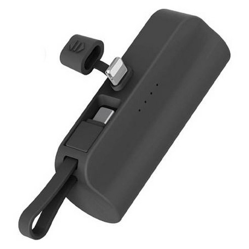 뉴클 도킹형 미니 일체형 보조배터리 메인 8핀 + 서브 C타입, NCPB-R5-CHL(8핀), 블랙