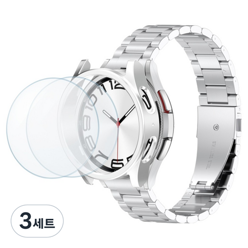 칸탐 갤럭시워치 7 6 5 4 호환 클래식 메탈 스트랩 시계줄 세트, 실버, 3세트