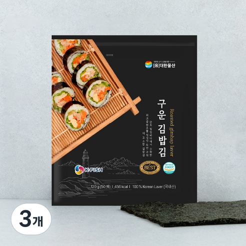 대한물산 구운 김밥김 50p, 120g, 3개