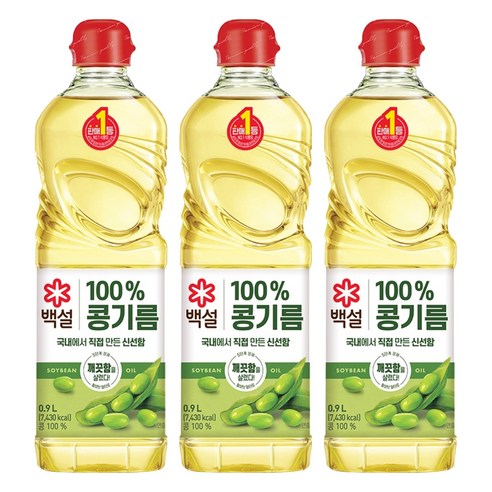 백설 콩기름, 900ml, 3개