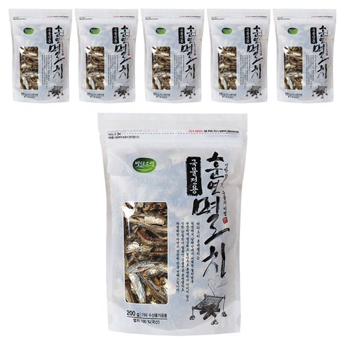 바다소리 참나무로 훈연한 훈연멸치, 200g, 6개