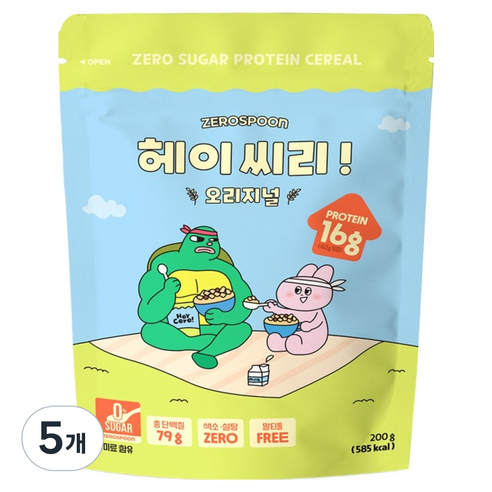 제로스푼 무설탕 프로틴 시리얼 오리지널, 200g, 5개