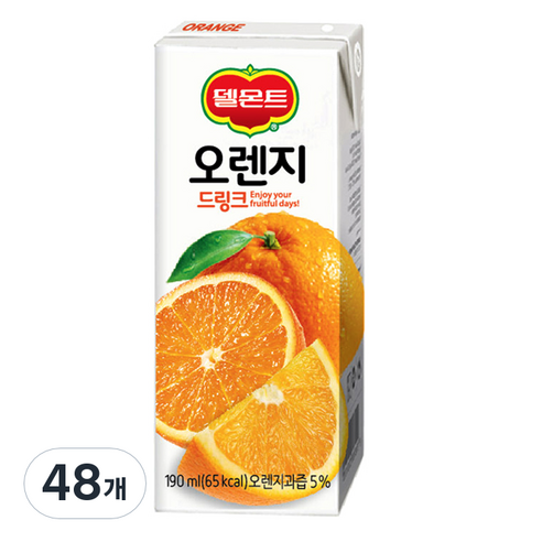 델몬트 드링크팩 오렌지, 190ml, 48개