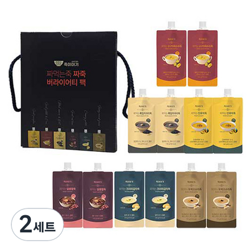 죽이야기 짜먹는 죽 3종 x 2p x 140g + 3종 x 2p x 170g 버라이어티팩 세트, 2세트, 1.86kg
