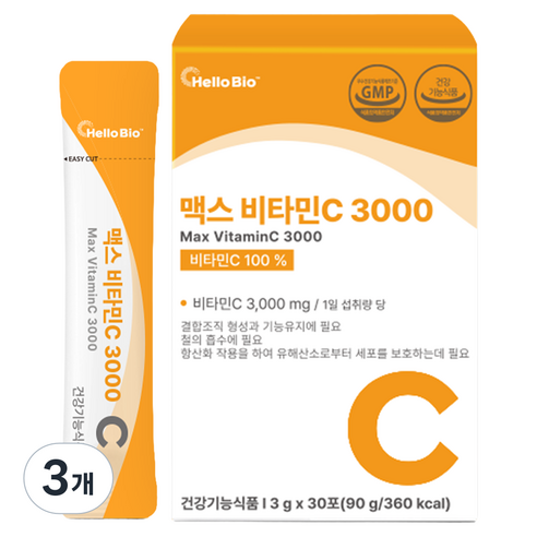 헬로바이오 맥스 비타민C 3000 30p, 90g, 3개