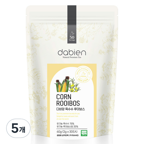 다비앙 생분해티백 유기농 옥수수 루이보스 차, 2g, 30개입, 5개