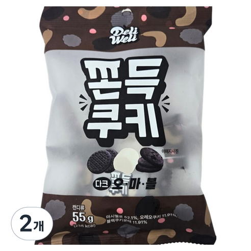 델리웰리 쫀득쿠키 다크 오마블, 55g, 2개