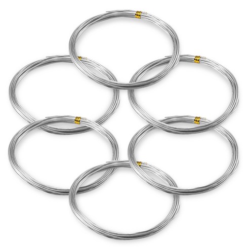 코히모 알루미늄 공예용 와이어 2mm x 5m 3W170, 6개, 실버