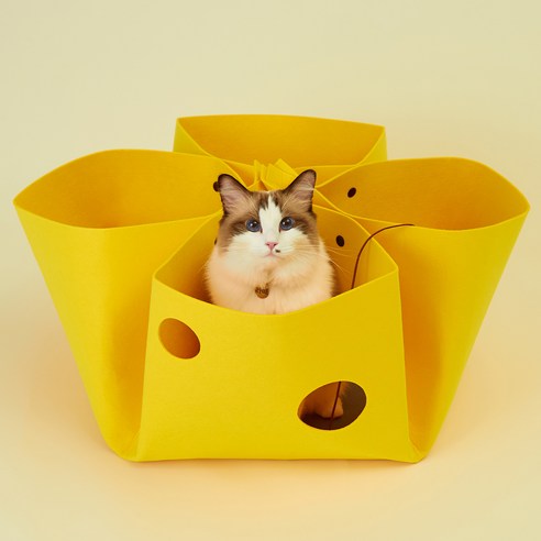 고양이섬 고양이 치즈만두 놀이터널, 노란색, 1개