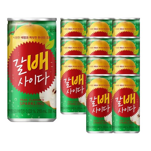 해태음료 갈배 사이다 210ml 배음료, 210ml, 12개