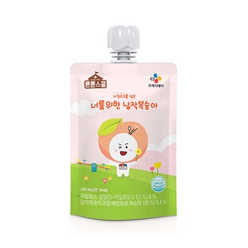 CJ 튼튼스쿨 너를위한 납작복숭아 100ml 40개 2박스/