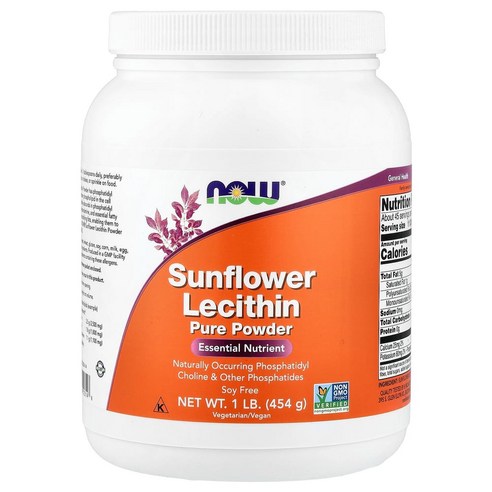 Now Supplements 나우푸드 해바라기 레시틴 효능 분말 - 포스파티딜 콜린, 이노시톨 (454g)