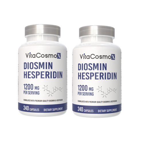 VitaCOS 코스moX Diosmin 헤스페리딘 1200mg 복합체, 180캡슐, 시트러스 바이오플라보노이드 풍부한 과일 추출물, 100% 채식주의자, GMO 프리 및 글루텐
