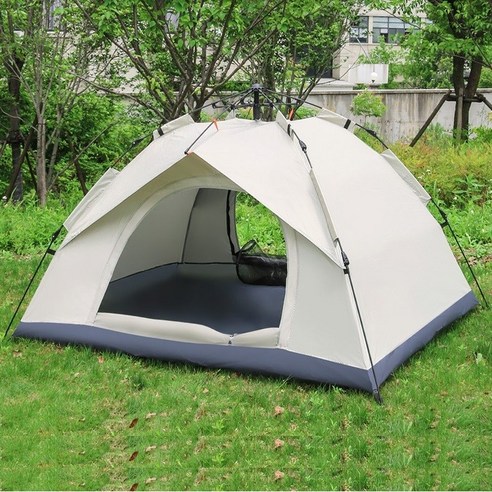 Zebeer 원터치 텐트 캠핑 그늘막 텐트 사각 방풍 텐트, 2-3인용(200*150*135cm), 베이지+블루