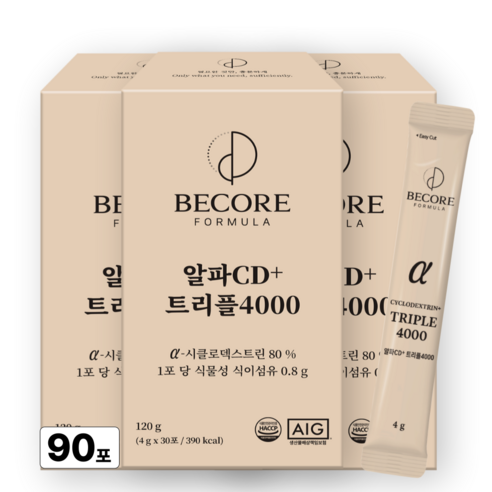 알파CD 분말 식약청인증 HACCP 알파시클로덱스트린 고함량 알파시디+트리플4000 무부형제 비코어포뮬러, 3개, 30회분