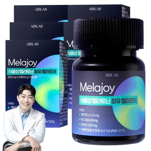 에이브랩 식물성 멜라토닌 2.5mg 함유 멜라조이 식약처 인증 HACCP 테아닌 가바 마그네슘 함유 800mg, 6개, 30정