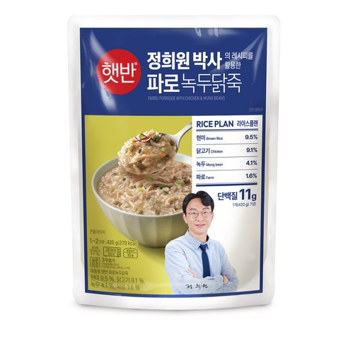 햇반 라이스플랜 파로 녹두닭죽, 6개, 420g