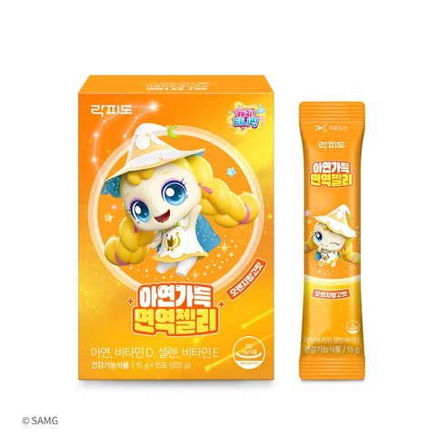 락피도 캐치티니핑 빤짝핑 아연가득 면역젤리 아연+비타민D+셀렌+비타민E 15포 1개