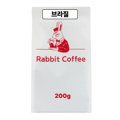래빗커피 브라질 싱글 원두커피 원두콩, 가성비, 갓볶은 원두, 1개, 200g, 홀빈(분쇄안함)