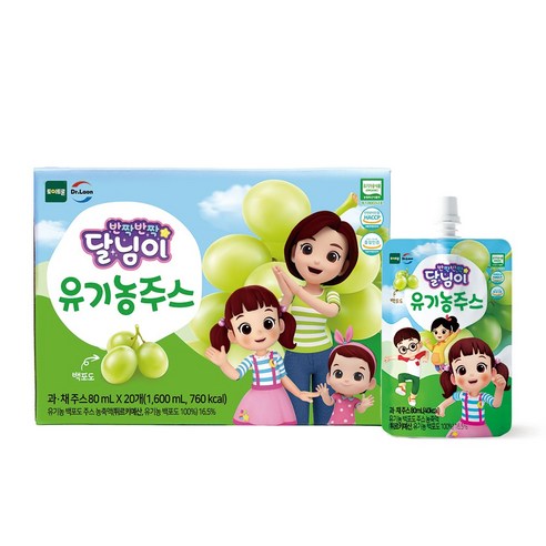 [가정의달 50% 할인] 닥터라온 달님이 유기농 주스, 20개, 80ml