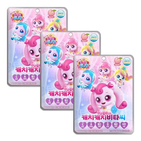 다산메디칼 알쏭달쏭 캐치티니핑 캐치캐치 비타씨40정 복숭아맛 어린이비타민, 1.1g, 3개