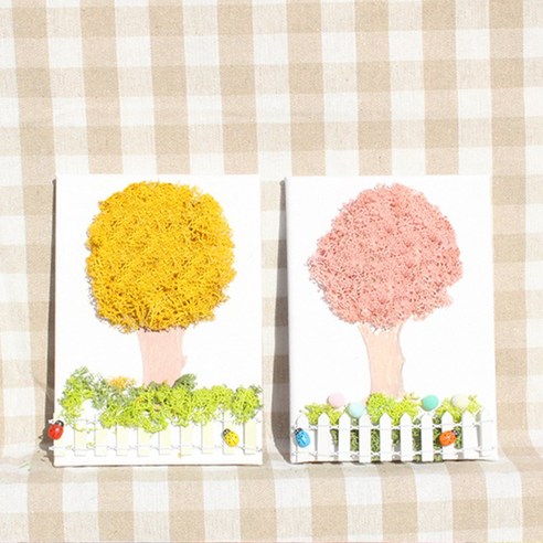 스칸디아모스 12.5X18cm 캔버스 액자 만들기 세트 (나무) /천연이끼, 노랑