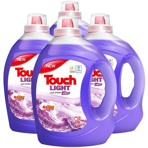터치 라이트 고농축 세탁세제 라벤더, 2.5L, 4개
