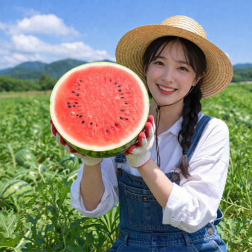 [대한민국특산물] 프리미엄 흑수박 꿀수박 고당도 하우스 수박 흑미, 1개, 꿀수박 8kg
