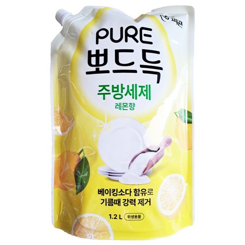 피죤퓨어 뽀드득 주방세제 레몬향, 1.2L, 1개