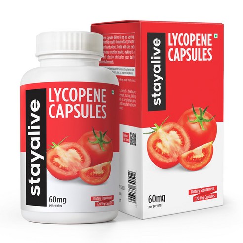 StayAlive 고함량 라이코펜 Lycopene 60mg 토마토추출물 남성용 리코펜 라이코펜, 1개, 120정