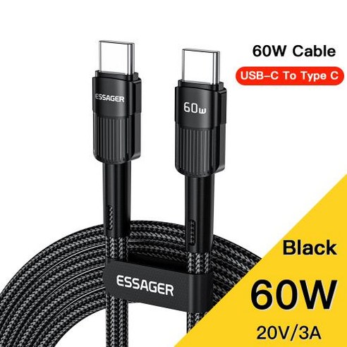 Essager 100W USB 유형 C-USB C 케이블 USB-C PD Macbook 용 고속 충전 충전기 와이어 코드 Samsung Xiaomi Type-C USBC 케이블 3