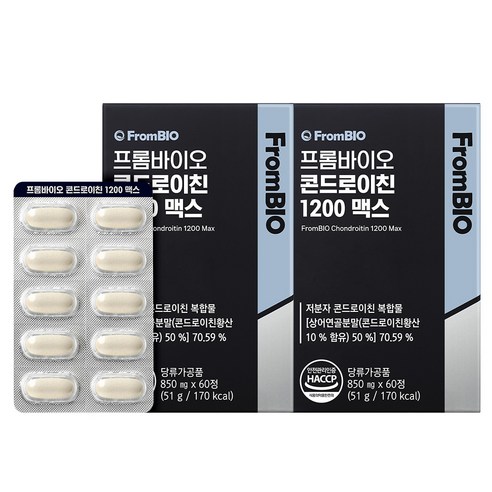 [본품기획세트] 프롬바이오 콘드로이친 1200 맥스 + 매스틱 2포 글루코사민 소연골 상어연골, 60정, 2박스